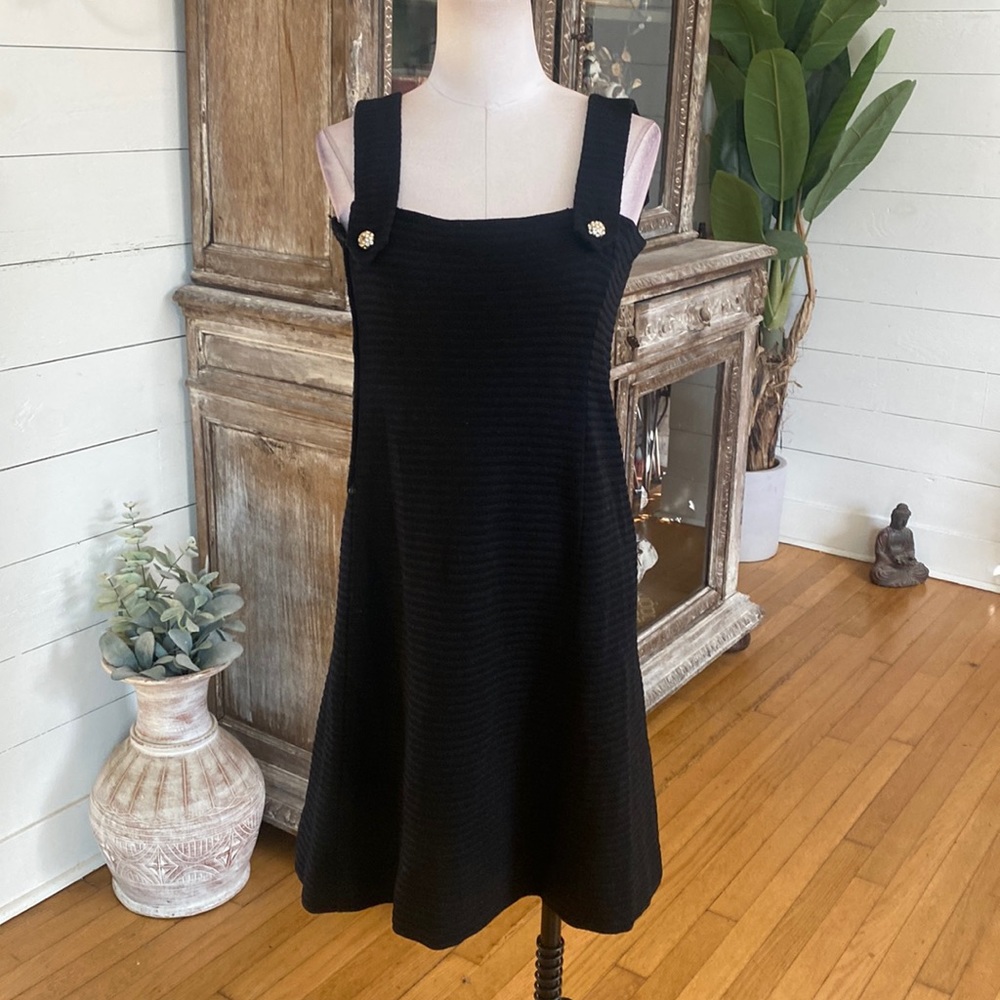 TRICOSA MADE IN FRANCE VINTAGE 1960'S BLACK RIBBED DRESS LUXURY SMALL **